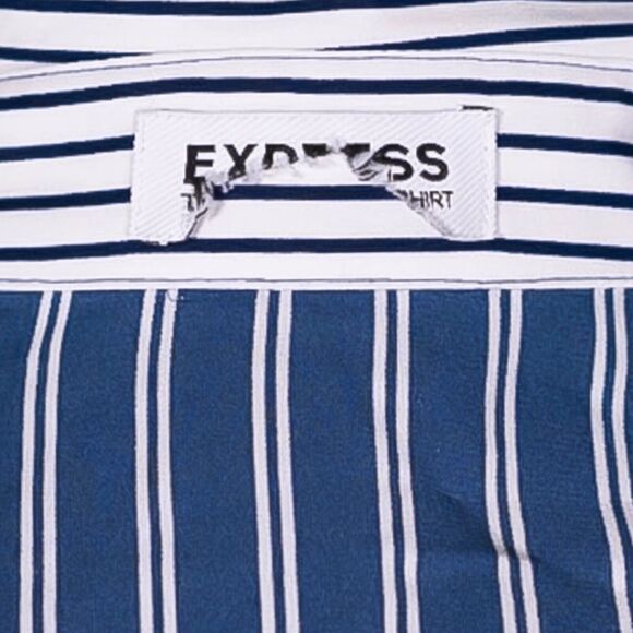 Express Women's Shirt Portofino Button Up Blue White Striped Blouse Top Size XS - Picture 3 of 9